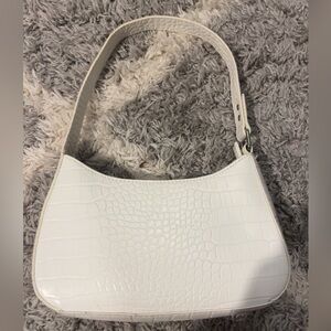 Urban Outfitters White Croc-Embossed Shoulder Bag